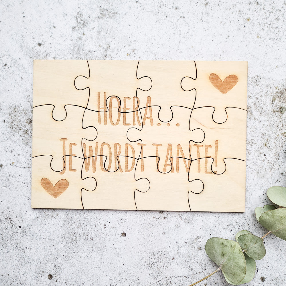 houten puzzel je wordt tante