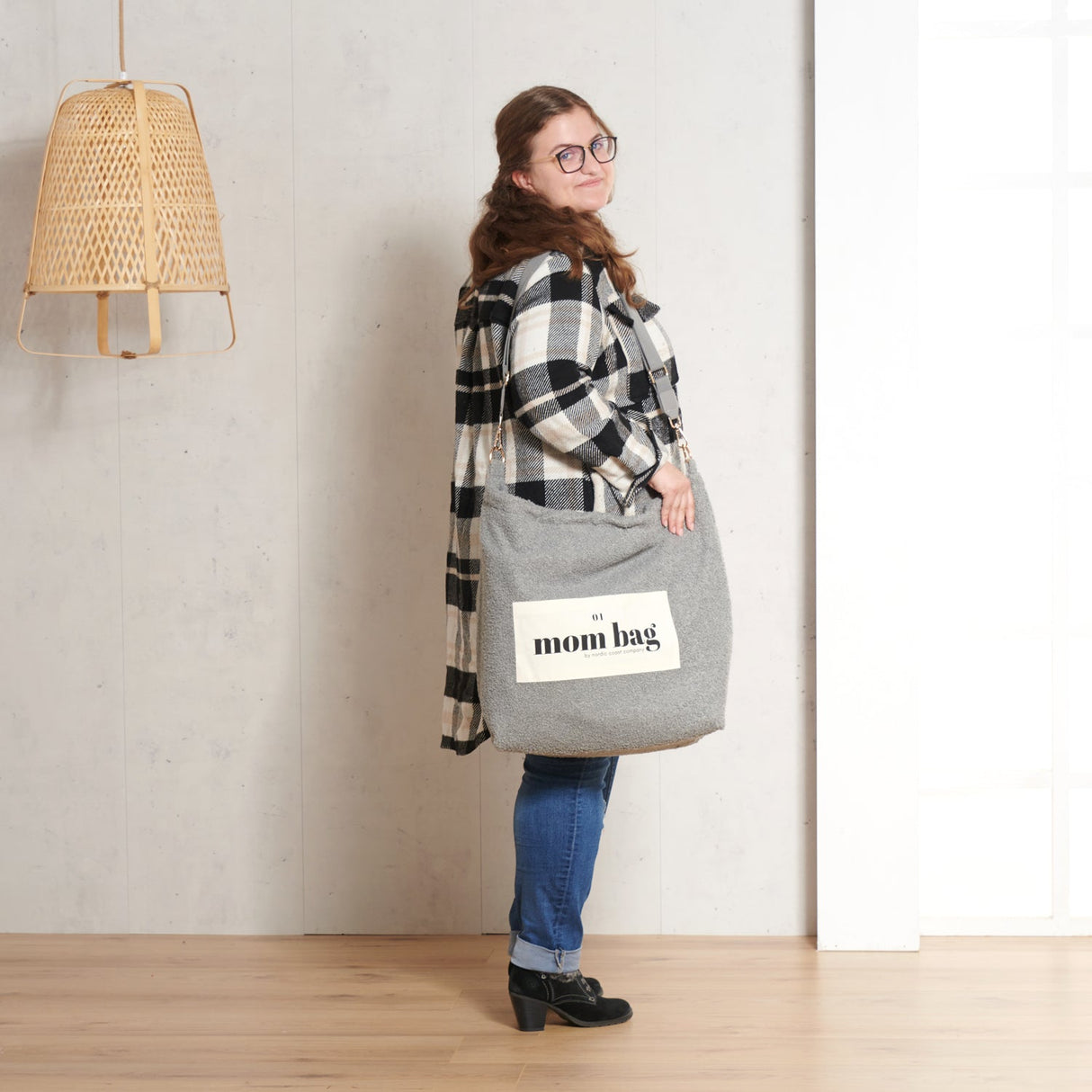 Mom Bag Teddy Bouclé • Grijs