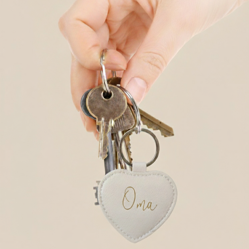 sleutelhanger beige oma hartje