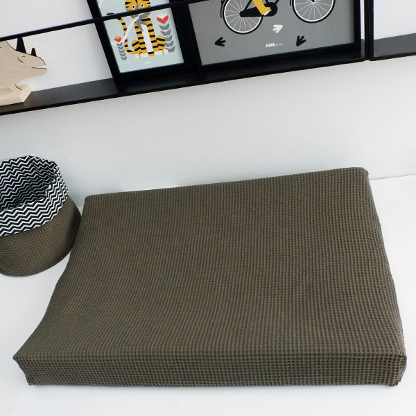Aankleedkussenhoes Wafelstof Basis Babykamer • Vintage Groen - HelloBaby.be