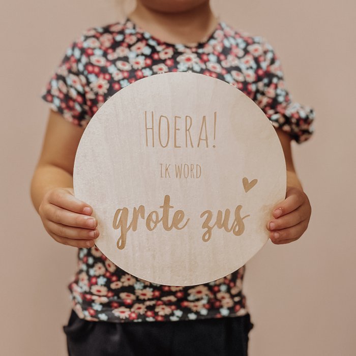 Houten Bord • Hoera Ik Word Grote Zus
