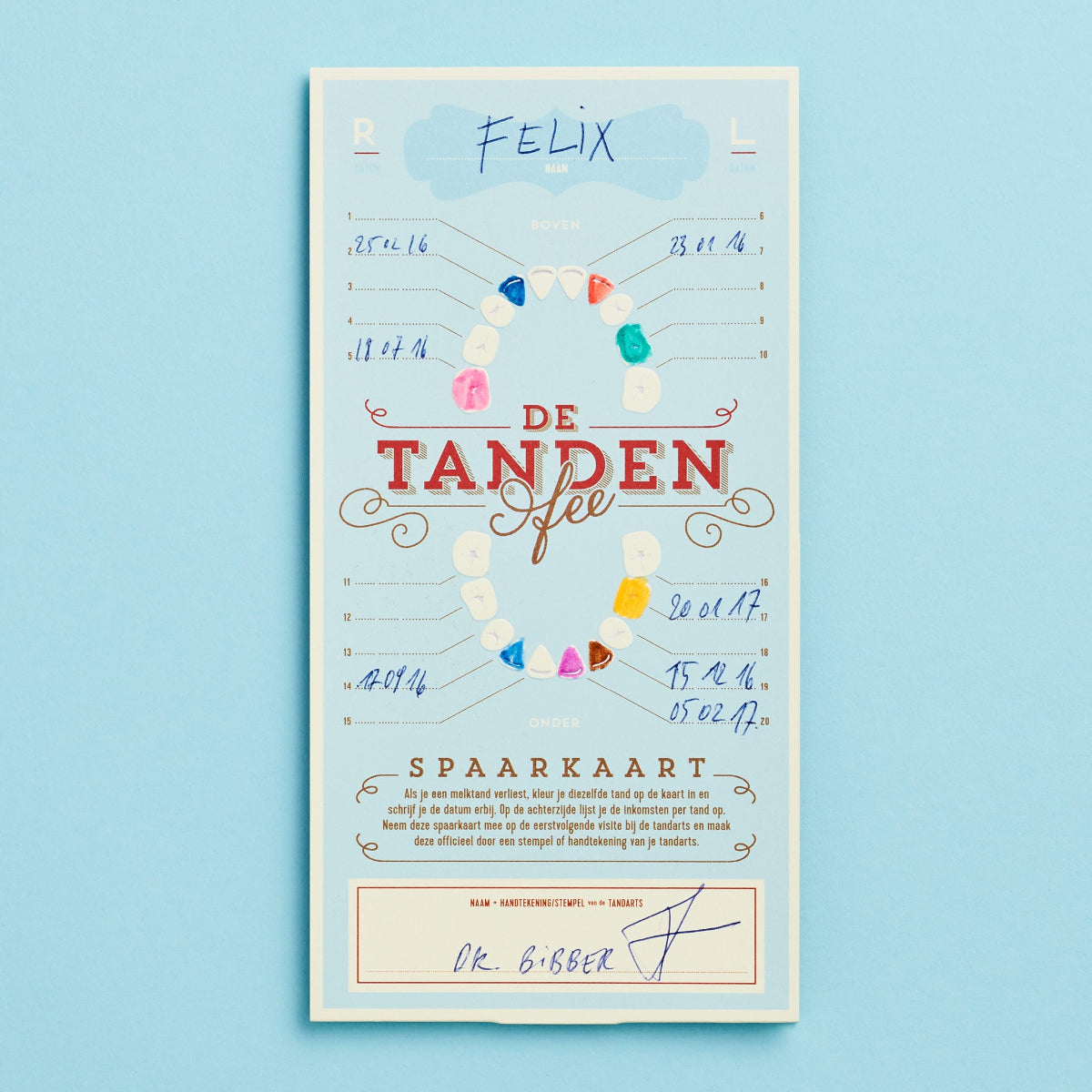 notitiekaart tandenkaart tandenfee spaarkaart dieter coppens tanden stratier