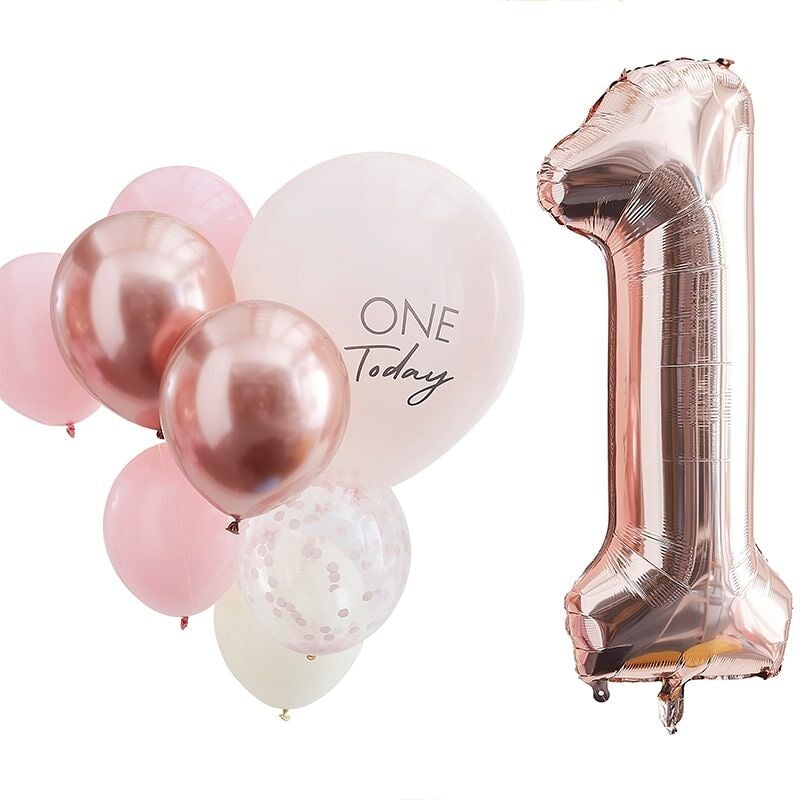 Ballonnen Set • 1ste verjaardag • Pink (10 stuks)
