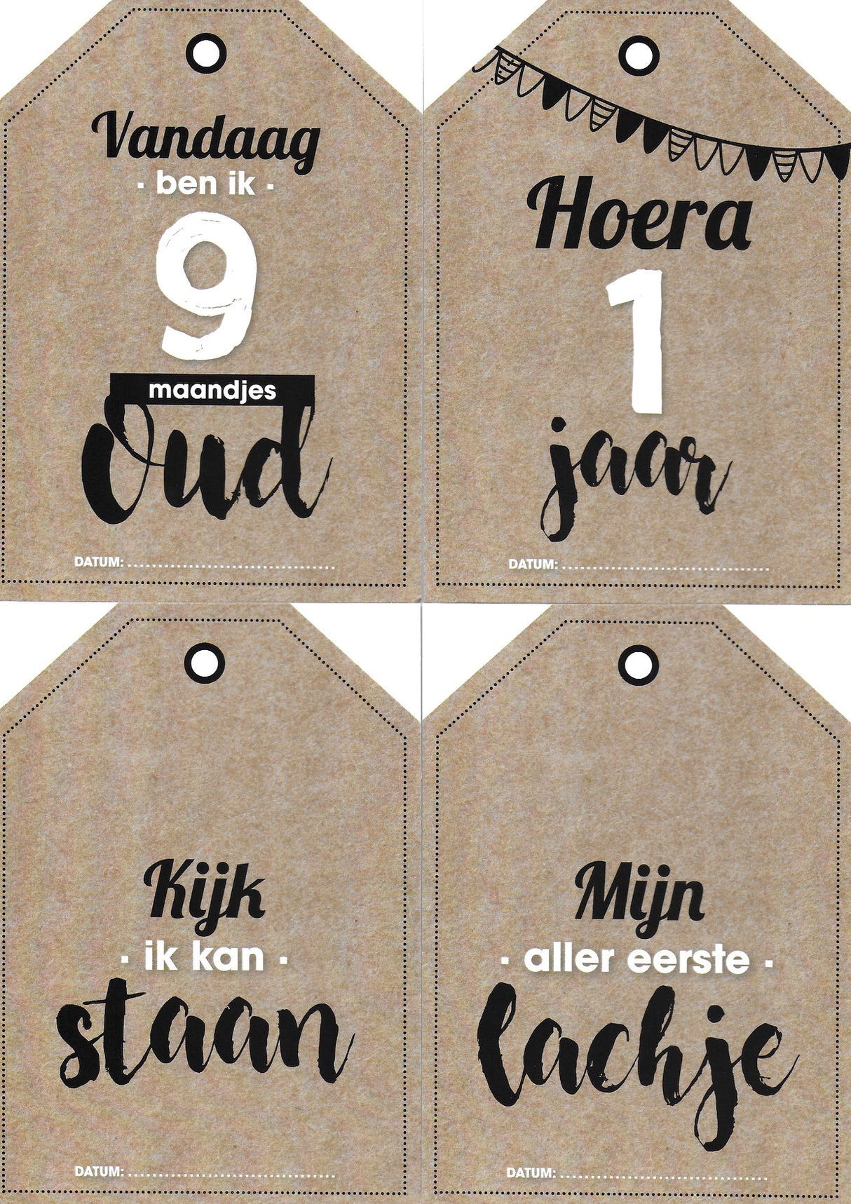 Mijlpaallkaarten '1ste jaar' (labels) - HelloBaby.be