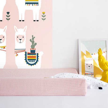 Aankleedkussenhoes Wafelstof Basis Babykamer • Roze - HelloBaby.be